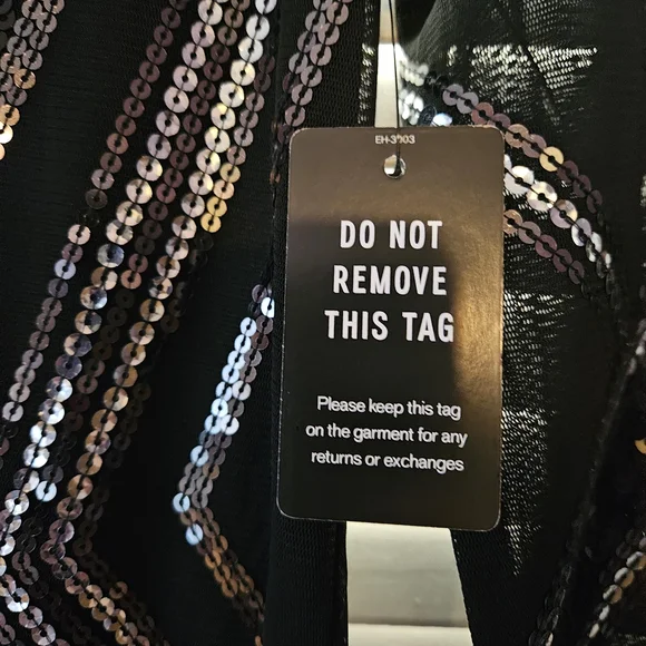 Express Long Sleeve Black and Silver Sequin Dress - Picture 4 of 4